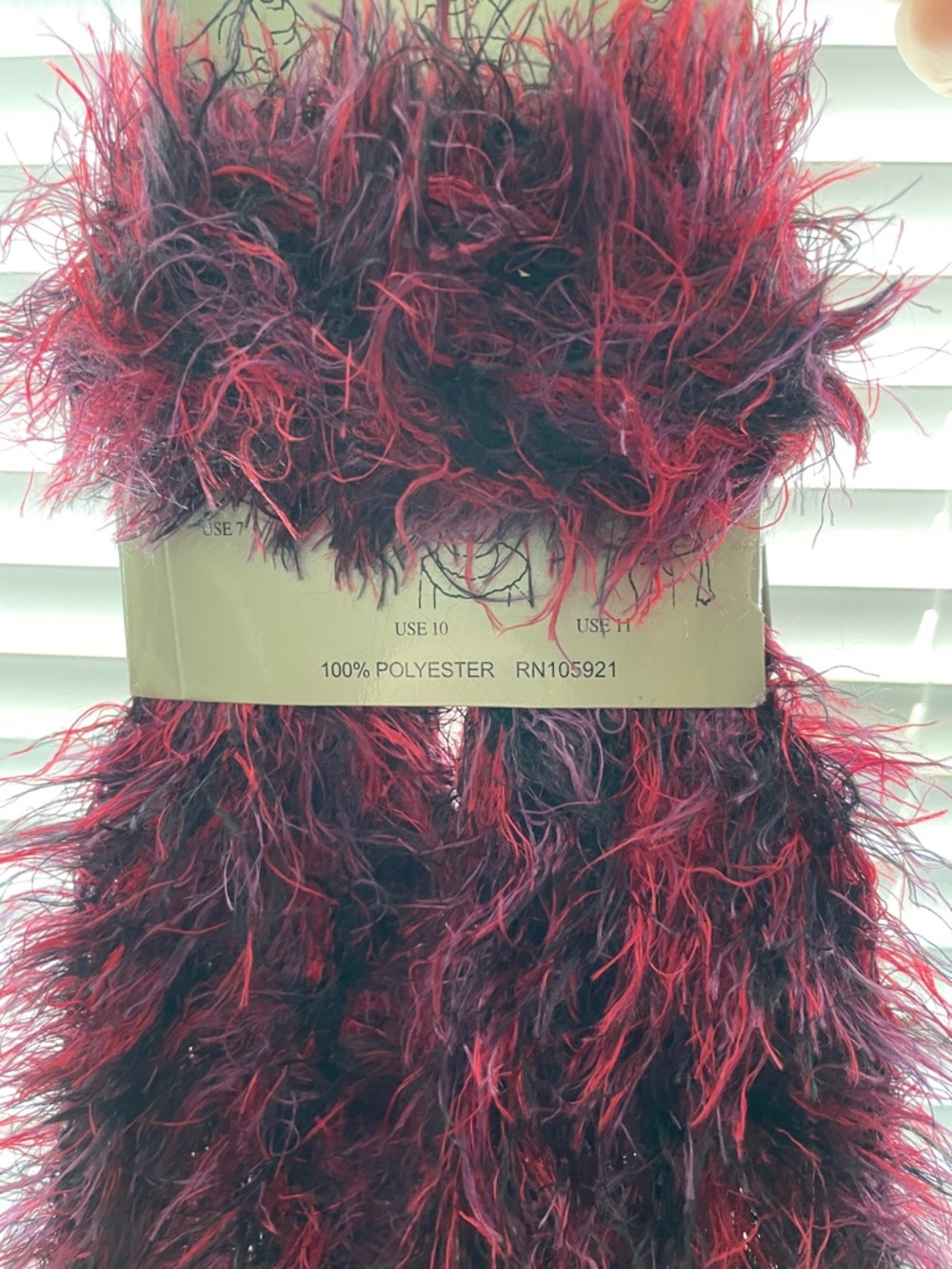 Magic Burgundy and Purple Fuzzy Feather Scarf - Picture 5 of 6